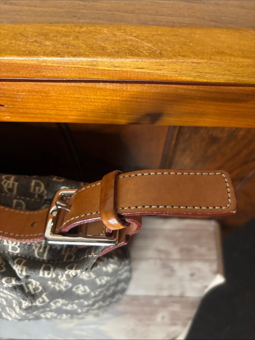 DOONEY & BOURKE AUTHENTIC Monogram Shoulder Bag / Leather Strap & Detail